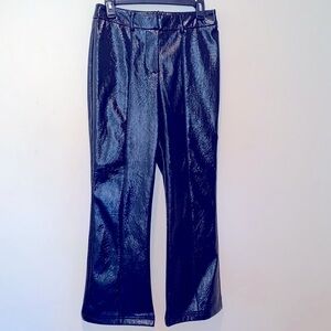 Faux Leather Trousers Black Cropped Coated High Waist In Style Classic